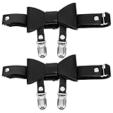 JOINPAYA 2 Stück Verstellbare Strumpfbänder mit Schleife Hautfreundlicher Beinring aus PU Leder...