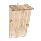 Relaxdays Fledermauskasten, großer Unterschlupf für Fledermäuse, aus unbehandeltem Holz, HxBxT:...