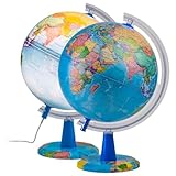 TOPGLOBE 20cm Leuchtglobus - Karte auf Deutsch - Schülerglobus Moderne Politische Weltkugel –...