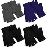 4 Paar Winter Halbfingerhandschuhe gestrickte fingerlose Fäustlinge warme dehnbare Handschuhe für...