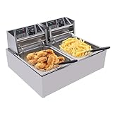 Friteuse Edelstahl Doppel Fritteuse Fritöse Elektro 2 X 6 L Doppel-Zylinder Fritteuse Edelstahl...