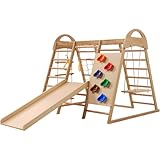 DHMYDPDZ Verbessertes Holz Klettergerüst Indoor–Indoor-Spielplatz,Ausgestattet mit Rutschen,...