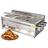 Gewerbliche Fritteuse 30 L Edelstahl Fritteuse mit 3 Frittierkörbe 3 Abdeckungen Drei Tank...