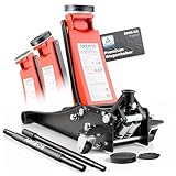 Arebos 3T Hydraulischer Rangierwagenheber flach | Unterfahrhöhe 75-505 mm | Doppelkolben | 2...