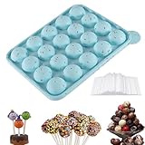 Cake Pop Formen, 1 Stück Silikon-Kuchenform, mit 200 Stäbchen, 20 Kavitäten Silikon Cake Pop Form...