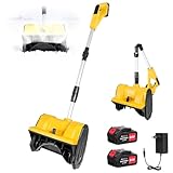 Akku Schneefräse 21V, Faltbare Elektrische Schneefräse, 1000W Schneefräse Akku mit 2x4.0Ah Akkus...