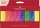 Faber-Castell 254667 - Textmarker Set TL 1546, 8er Etui, Neon Farben, mit langlebiger Keilspitze,...
