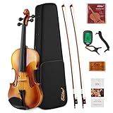 Eastar 4/4 Violine Set Massivholz mit Hartschalenkoffer, Schulterstütze, Kolophonium, zwei Bögen...