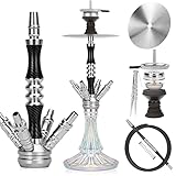 REANICE Aluminium Klein Shisha Set carbon optik Chisha Four Hole Hookah Tragbares Glas 4...