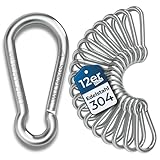 Der Traum 12 Stück Karabinerhaken Edelstahl, 6 x 60mm – Karabiner mit Belastbarkeit von 140 KG...
