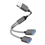 USB Stecker auf Dual USB-C Buchse Splitter Kabel, USB Splitter Y Kabel, Dual Double USB Port...