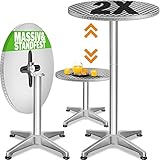 Deuba Casaria 2er Set Stehtisch Klappbar Höhenverstellbar 70cm / 115cm Hoch Aluminium Rund Ø 60cm...