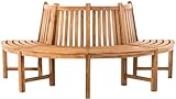 CLP Baumbank Leming I Naturbelassene Holzbank Mit Rückenlehne Aus Massivem Teakholz I Bank mit 4...