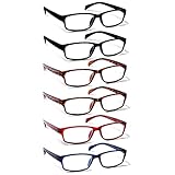 COJWIS Lesebrille 6 Pack herren und Damen Qualität Feder Scharnier Blaulichtfilter Leser Brille(6...