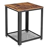 VASAGLE Beistelltisch, Nachttisch im Industrie-Design, Sofatisch mit Gitterablage, stabil, mit...