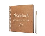 BridesDay Hochzeit Gästebuch - Gästebuch Hochzeit mit Gratis Stift - Langlebiges Hardcover umgibt...