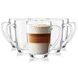 Glasmark KROSNO 1992 Gläser Set Kaffeegläser Teegläser Mit Henkel 6 Stück 300 ml Kaffee Tee...