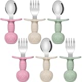 Kinyoda 6 Stück Kinderbesteck Set Babybesteck Silikongriff Edelstahl Löffel Gabel ab 1 Jahr...