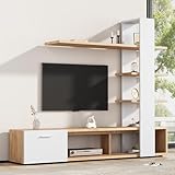 Merax Wohnwand Wohnzimmer, Wohnzimmer Möbel Set, 1x TV Lowboard, Dreischichtiges Wandregal,...