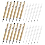 TIESOME 12pcs Bambus-Kugelschreiber-Set, 1.0mm einziehbaren Bambus-Stift mit 12 extra schwarze Tinte...