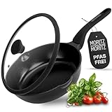 Moritz & Moritz 26cm Multipfanne mit Deckel Schwarz - Pfanne mit Antihaftbeschichtung &...