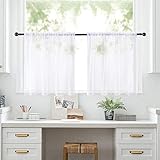 Treer Scheibengardine Küchen Voile Bistrogardine 2er Set Halbtransparent Kurzstore Gardinen...