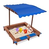 Sandkasten 126x121x118 cm Wetterfester Rechteckiger Kindersandkasten mit Dach & PVC-Bodenmatte...