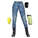 SHUOJIA Motorradhose Damen, Motorrad Jeans Damen Aus Aramidfaser,Motorrad Schutzhose Hose Mit...