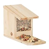 Relaxdays Eichhörnchen Futterhaus zum Stellen, Überwinterungshilfe aus Tannenholz, H x B x T: 17,5...