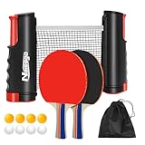 Tischtennisschläger Tischtennis Set Profi, 2 Tischtennisschläger +Einziehbarem Netz + 8...