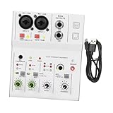 Fenteer Audio-Interface 2-Kanal-Audiomixer Kompakt, professionelles Mischpult für Aufnahmen, Weiß