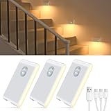 WILLED Treppenlicht mit Bewegungsmelder, Aufladba LED Nachtlicht mit Bewegungsmelder, 3 Stück...