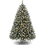 Himimi 250 LEDs Künstlicher Weihnachtsbaum mit Schnee 180cm(Ø ca. 110 cm) 1000 Tips,Geschmückter...