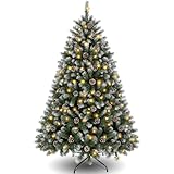 Himimi 250 LEDs Künstlicher Weihnachtsbaum mit Schnee 180cm(Ø ca. 110 cm) 1000 Tips,Geschmückter...