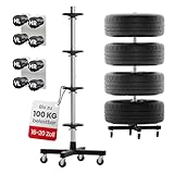GENTOR Felgenbaum fahrbar für 4 Autoreifen bis 225mm (16–20 Zoll) – Reifenständer bis 100kg...
