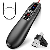 ZRZLMVP Presenter Pointer - Wiederaufladbar Powerpoint Fernbedienung Präsentationsfernbedienung, RF...