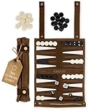 Amari ® Reise Backgammon aus 100% Leder - Rollbares Backgammon für Reisen und Unterwegs – Back...