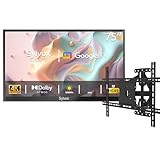 SYLVOX Outdoor TV mit Wandhalterung, 75 Zoll Smart TV wasserdichte Outdoor Fernseher, 4K Fernseher...
