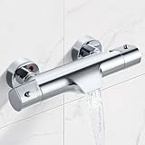 Solepearl Wasserfall Badewannenarmatur mit Thermostat 2 Auslässen Duscharmatur für Dusche und...