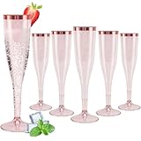 Sektgläser Plastik 30 Stück Sektgläser Kunststoff Champagner Gläser 150ml Roségold Kante und...