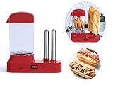Hot Dog Maker mit Brötchenwärmer - Hot-Dog Maschine für 6 Würstchen - Hotdog Maker Set...