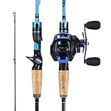 Sougayilang Casting Angelrute und Rollen-Kombi, 1.8m/2.1m MH Angelrute mit Baitcasting...