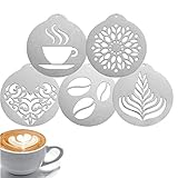 Kaffeeschablonen aus Edelstahl, Kaffee-Dekorationsschablone, Barista, Cappuccino, Kunst, Vorlagen,...