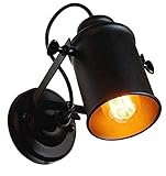 Retro Industrielle Wandleuchte, Schwarz Vintage Wandlampe Innen, Schwenkbar Metall Wandleuchte Innen...