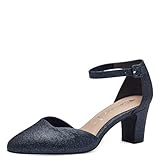 Tamaris Damen Pumps mit Riemchen Vegan Blockabsatz; NAVY GLAM/blau; 38