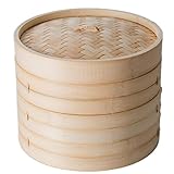 HERIOY Bambus-Dampfgarer Haushalt Bambusdampfer Handmade Bambusdampfer gedämpfte Brötchen Dim...