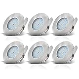 B.K.Licht - 6er Set Bad Einbaustrahler LED flach, warmweiße Lichtfarbe, Lochdurchmesser 60mm, LED...