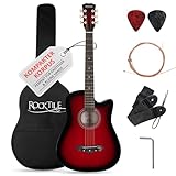 Rocktile WSD-5C-RDB Slim Line Westerngitarren Set - Dreadnought Akustik Gitarre - Westerngitarre mit...
