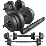 TREX SPORT Hanteln Set | 2er Set Kurzhanteln & Langhantel | 20kg 40kg Hantelset Dumbbell Set mit...