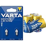 VARTA Glühbirnen 792, 2 Stück, 4,8V, 0,75A & Batterien D Mono, 4 Stück, Longlife Power, Alkaline,...